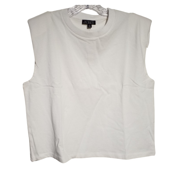 J. Crew Tops - J Crew Womens Mariner Jersey Muscle Top Pullover Crew Neck White Size Medium